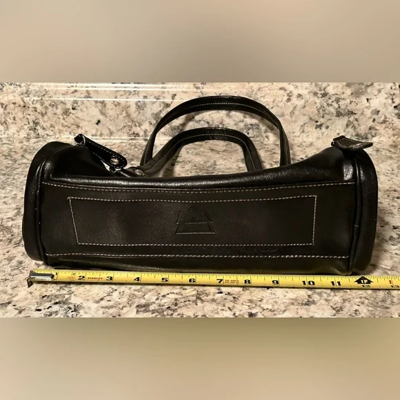 Kathy Van Zeeland Y2K Black Tootsie Roll Purse Satchel Side Zip Rhinestone - Picture 14 of 16